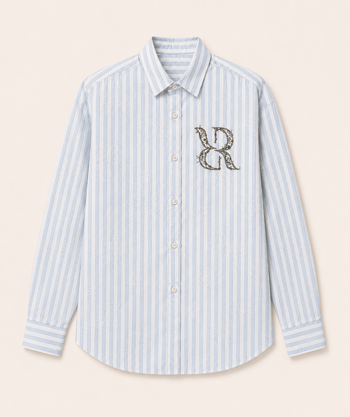 The Botanical Stripe Shirt – Sky Blue — Front View