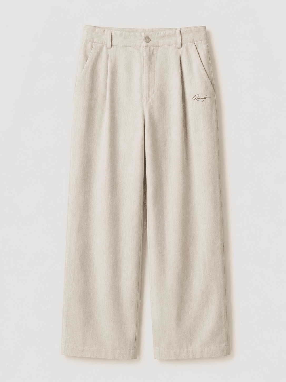 The Signature Pleated Trousers – cream - Angle 1